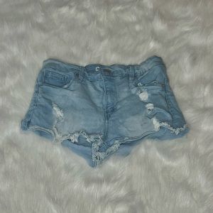 Light Wash Ripped Booty Shorts